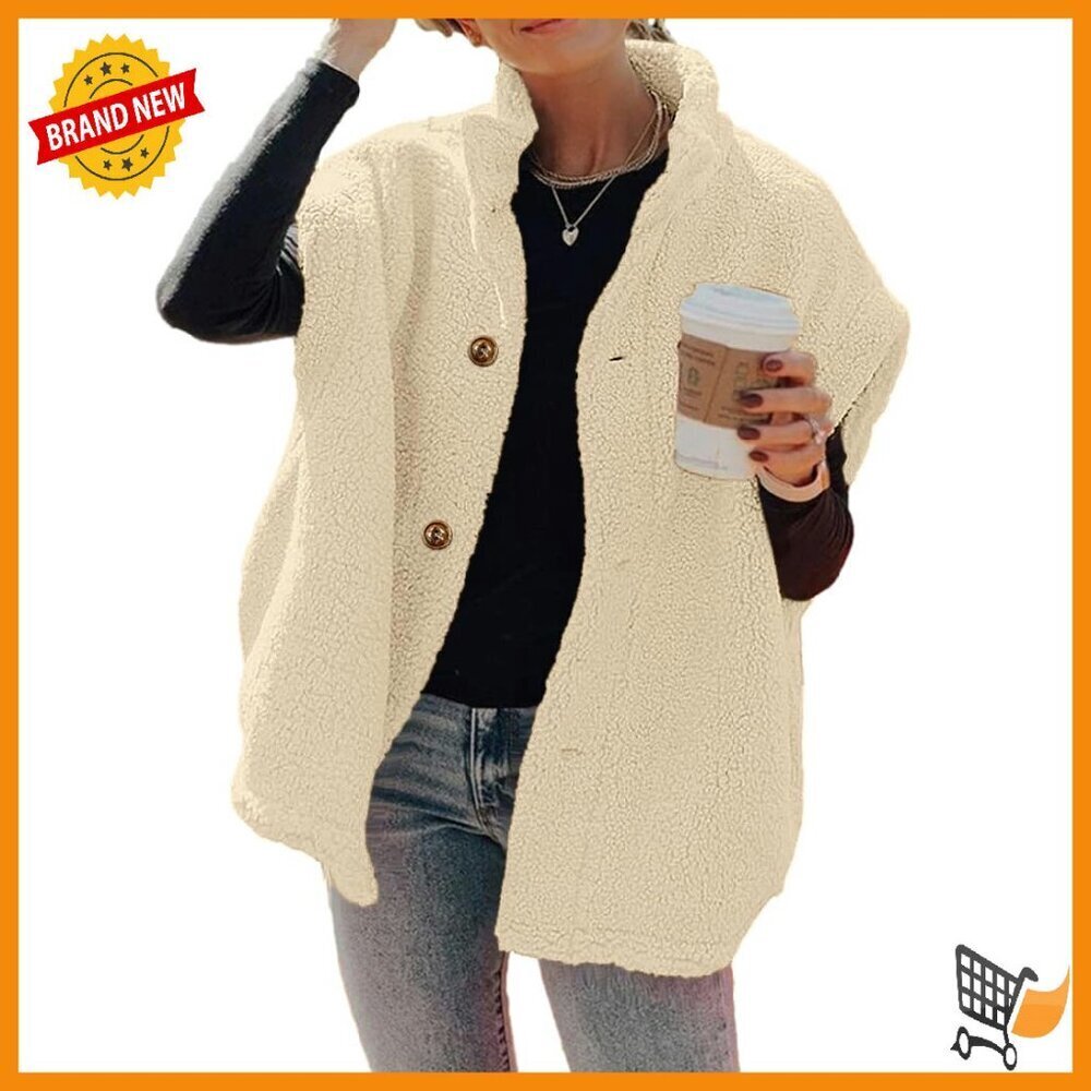 Women's Oversized Sherpa Fleece Vest Button Down Warm Casual with Pockets